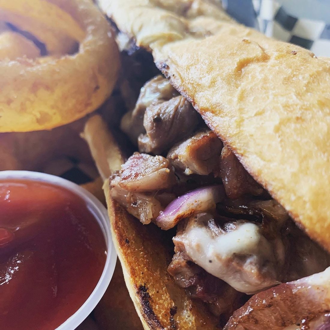 Prime rib dip at Broken Barrel